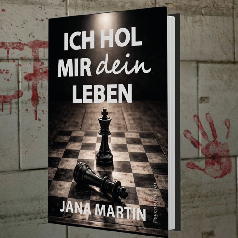 Buchcover Psychothriller „Ich hol mir dein Leben“ von Jana Martin – spannender Thriller über Brüder, Identität und Rache.
